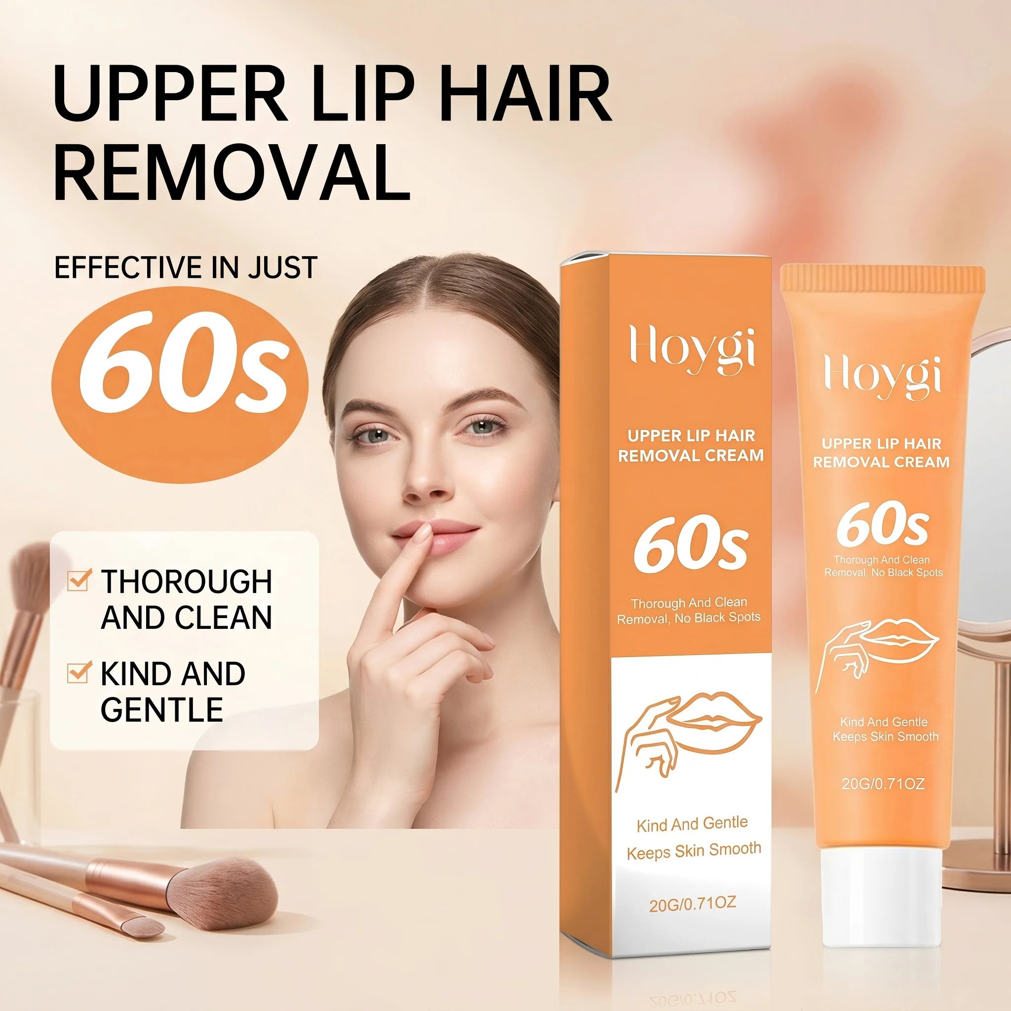 Upper Lip Hair Removal Cream Painless Hair Growth Inhibitor Facial Hair Remover for Women Smooth Upper Lip Skin Depilatory 20g