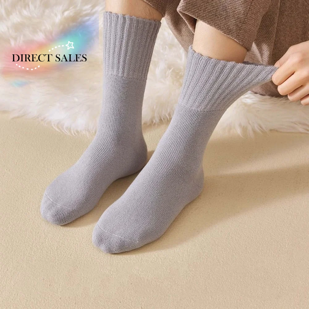 

3 пары дышащих простых утепленных теплых носков из плюша, осенне-зимние термоноски из шерсти, кашемировые носки средней длины для мужчин и мальчиков