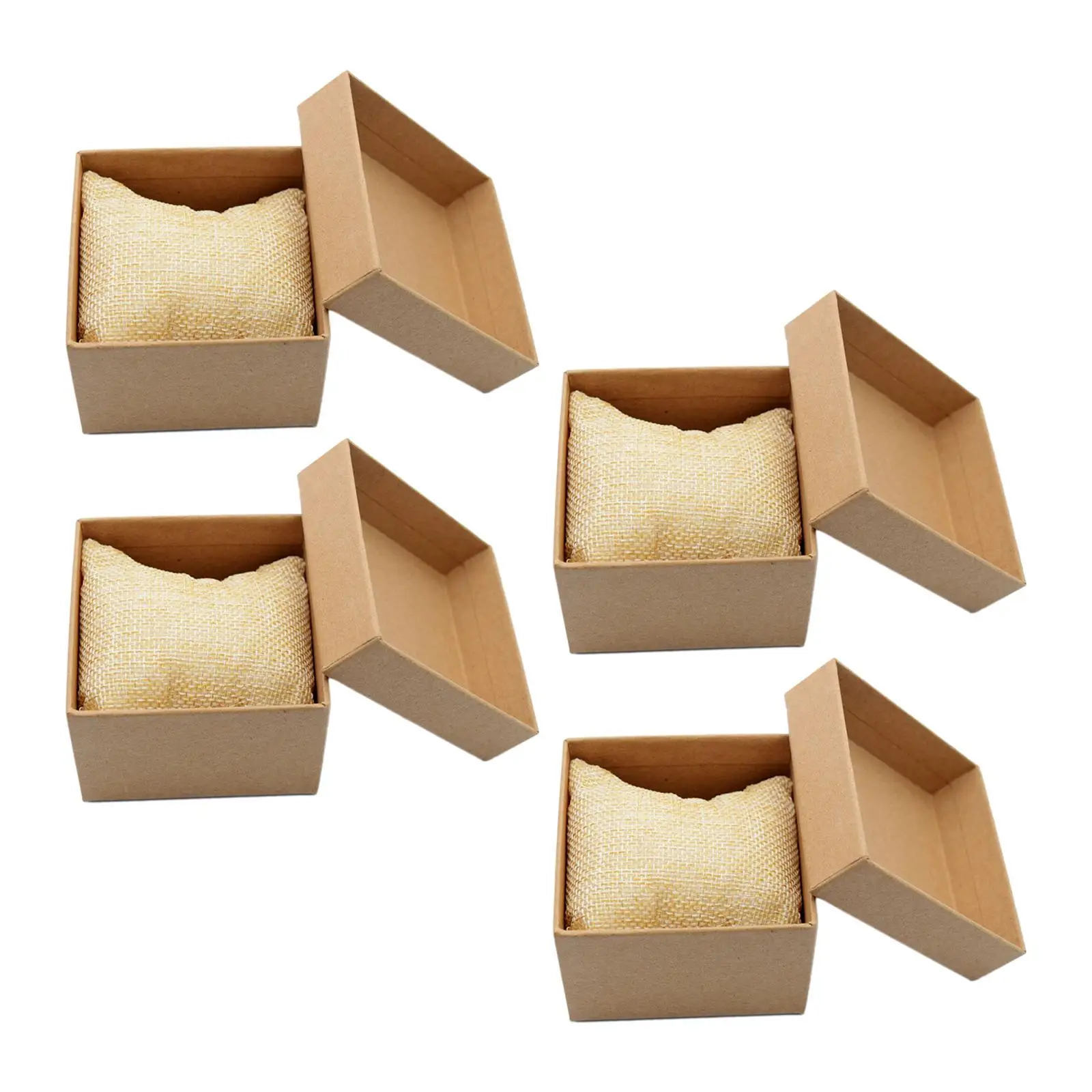 4Pcs Kraft Watch Box Jewelry Box for Men and Women Single with Pillow