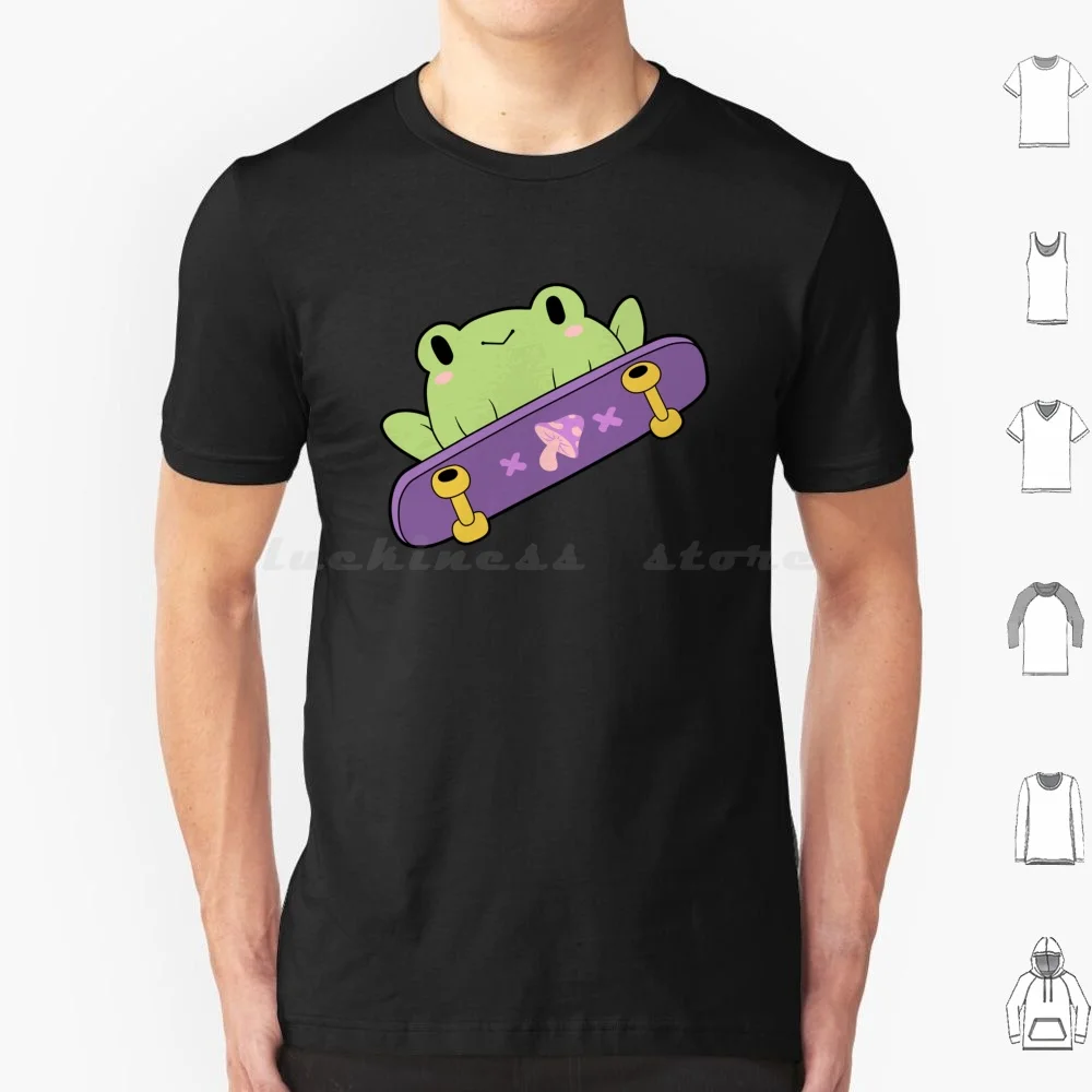 Cute Skater Frog T Shirt Big Size 100% Cotton Frog Skateboard Skater Skating Mushroom Froggo Froggy Toad Cute Cool Smol