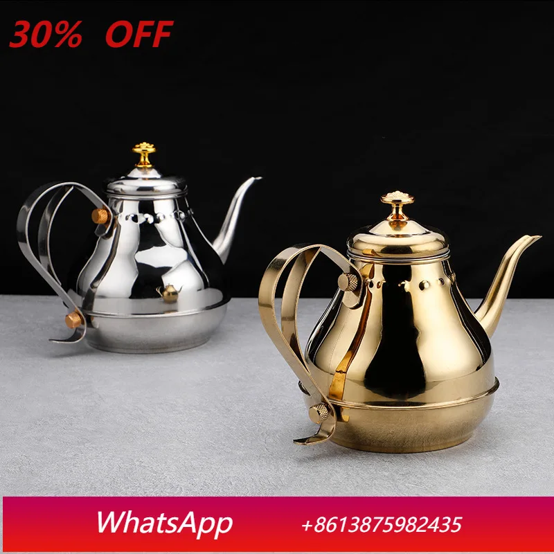 

LMM Teppanyaki Golden Stainless Steel Kettle with Tea Leak Hand-brewed Coffee Pot