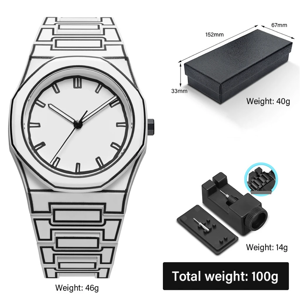 Minimalist Men\'s Fashion Quartz Watch Sketching Creative Sports and Leisure Watch Creative Design Waterproof Clock Watch