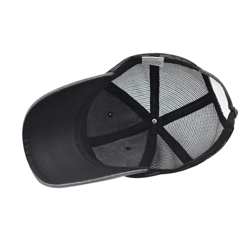 قبعة بيسبول قطنية عصرية مغسولة للحماية من الأشعة فوق البنفسجية من قماش الدنيم قبعة رياضية قابلة للتعديل قبعة شبكية للرجال #2