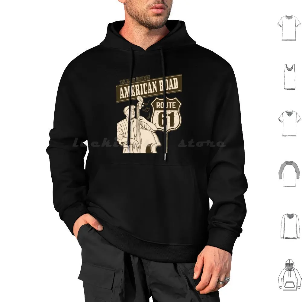 Route 61 American Road Blues Highway Hoodies Long Sleeve Route 61 American Road Blues Highway