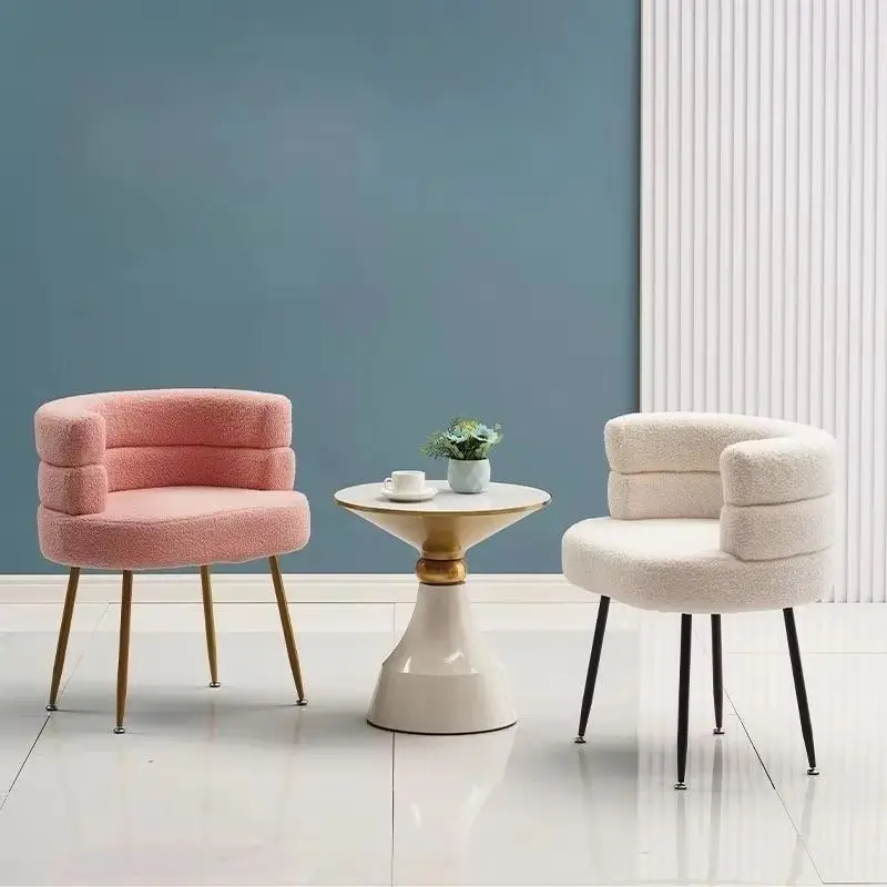 Nordic Chaise Lounge Single Lazy Sofa Chair Wool Velvet Upholstered Makeup Vanity Chair Modern Accent Chair for Bedroom Living