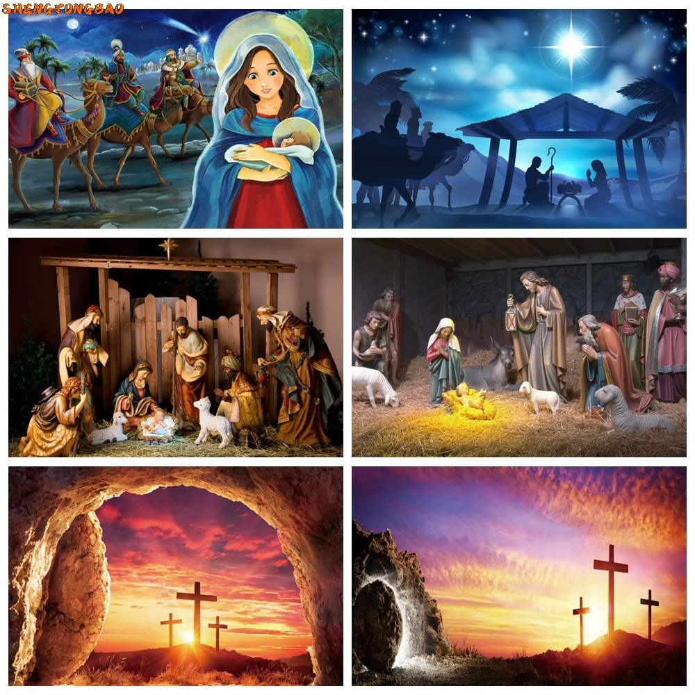 Nativity Scene Backdrop Christmas Photography Birth Of Jesus Christian Photo Background Photozone Photophone Shoot Booth Poster