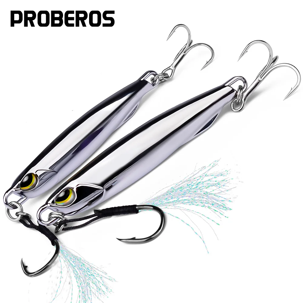 PROBEROS 1 Stück galvanisierte Metalllöffel-Jig-Angelköder 10 g-80 g mit Haken Salzwasser-Süßwasser-Angelköder für Karpfenbarsch