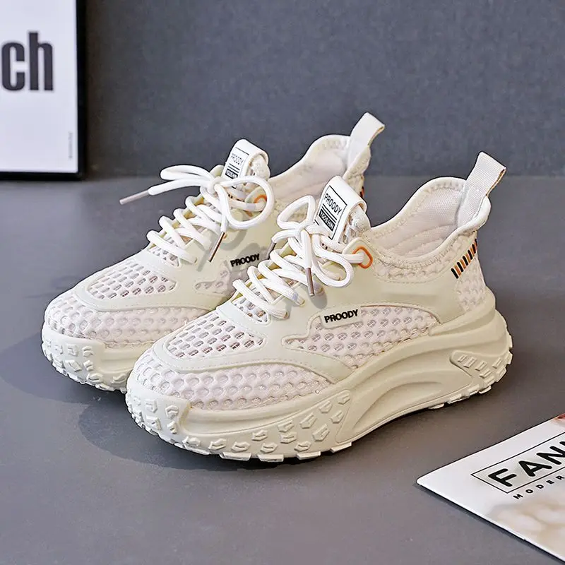 

2026 New Breathable Mesh Platform Sneakers Chunky Dad Shoes for Women Height Increasing Casual Walking Shoes Lightweight Comfort