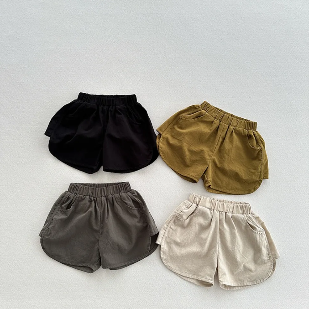 5038 Children's Hot Pants Summer New Solid Color Baby Boy's Shorts 1-7Year Kid's Pant Shorts