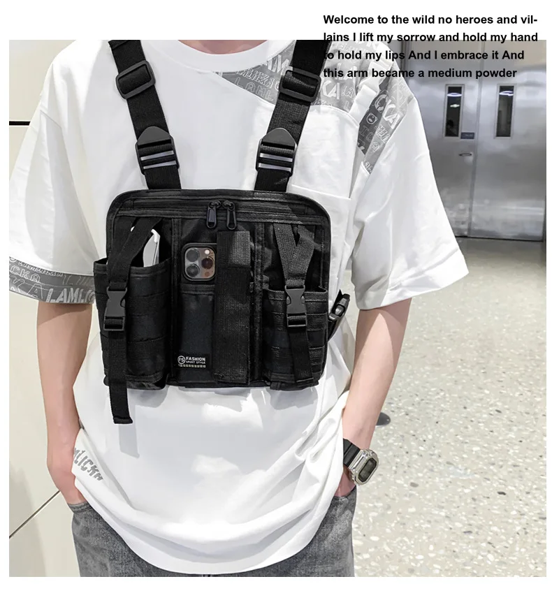 

Multi-functional Men Bags Oxford Cloth Male Chest Bag Adjustable Multiple Pockets Lightweight for Outdoor Camping Supplies bolso