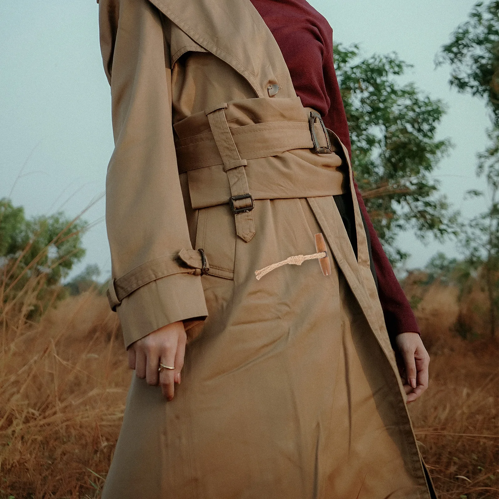 

10 Pairs Wood Toggle Buttons Cotton Rope Resin Coating Sew-On Closure For Coat Jacket Cardigan Diy Clothing Decoration Garment