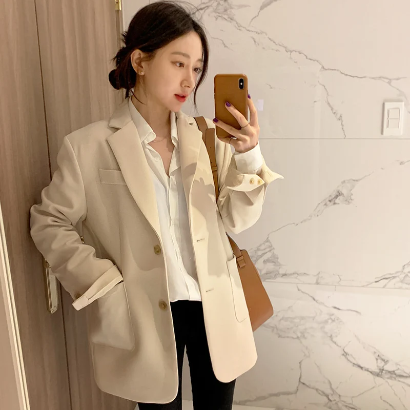 Suit Jacket Women's Spring/Autumn 2021 New Korean Version Loose INS Trending Web Celebrity Suit Street Style Top Female Ladies