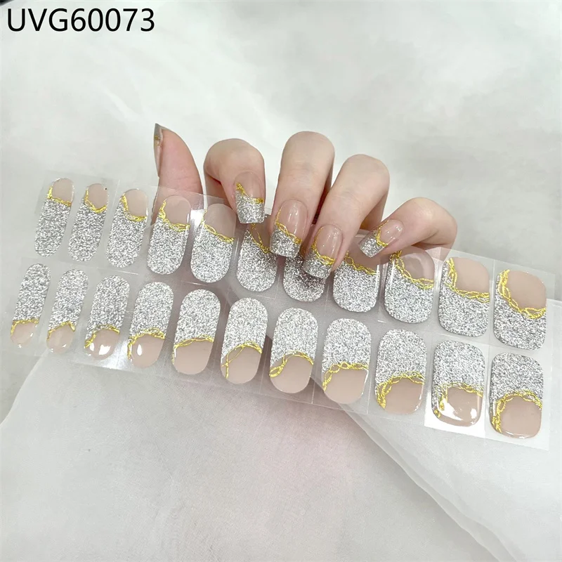 22Tips/Sheet Multicolor Decals Nail Stickers for UV Lamp Full High Quality Semi Cured Gel Nails Strips Nail art decorations