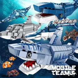 Underwater World Mecha Building Block Clownfish Octopus Hippocampus Whale Manta Starfish Crab Swordfish Brick Educational Toys