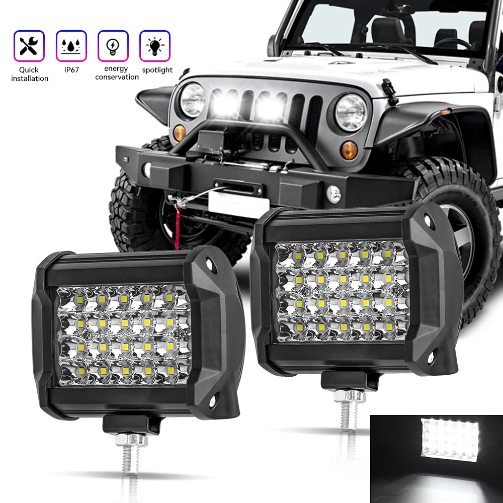 1/2pcs LED Light Bar 4x4 Offroad Spot Flood Combo Fog LED Waterproof Work Lights for Truck Boat UTV ATV Jeep