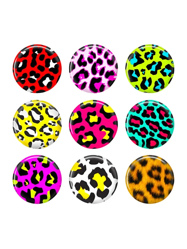 8mm 10mm 12mm 25mm 16mm 18mm 20mm bricolage Photo verre Cabochons rond camée ensemble paramètres faits à la main pierre imprimé léopard A04