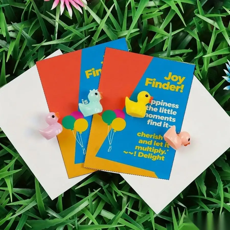 1/5/10/20/50/100pcs  Lucky Duck Pocket Hugs - Fantasy Theme Resin Charms with Inspirational Messages, Assorted Colors, Includes