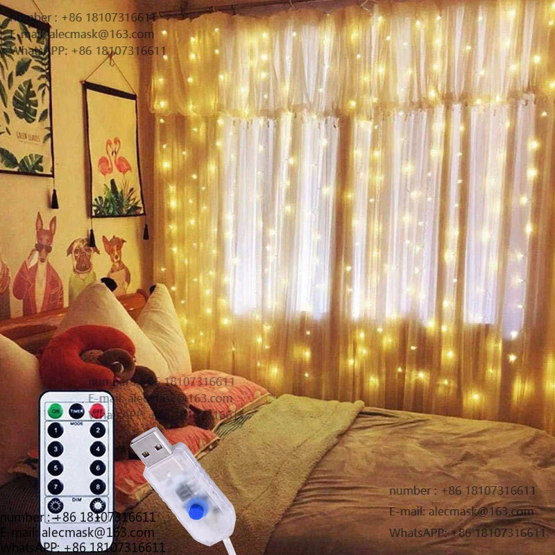 

Star USB 300 LED Copper Wire Curtain String Lights With Remote Control Indoor Festival Decoration Lamp