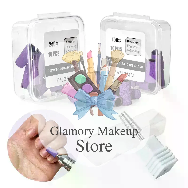 Nail Drill Tapered Sanding Cap 1/10Pcs 150/240 Grit with Bearing Efficient Grinding Tool for Professional Nail Salons