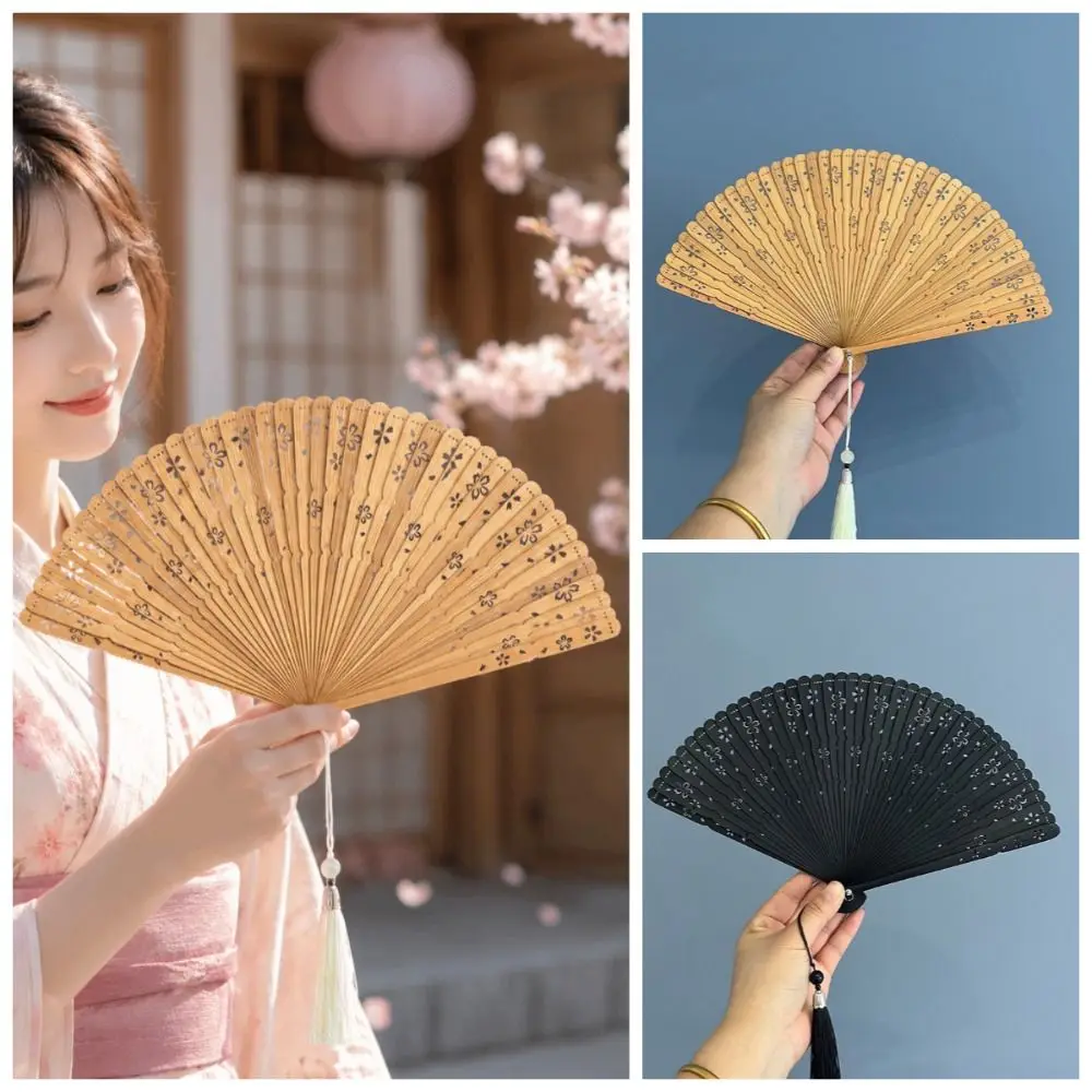 Decorative Fan Sakura Folding Bamboo Fan Solid Color Exquisite Elegant Handheld Fans Retro Portable Kimono Fan Hanfu Accessories