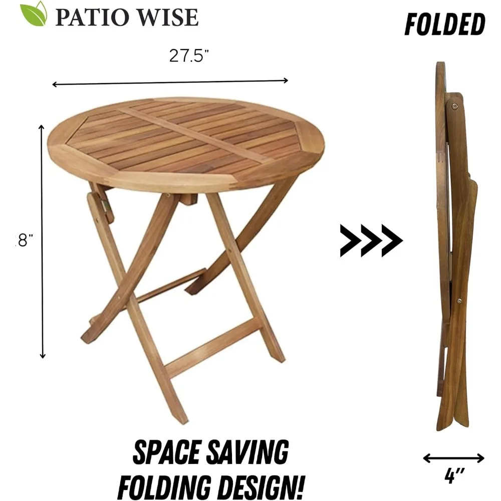 طاولة فناء خارجية، بار بيسترو مستدير قابل للطي من خشب السنط، شقة محمولة، شرفة، درابزين وأثاث الشرفة،