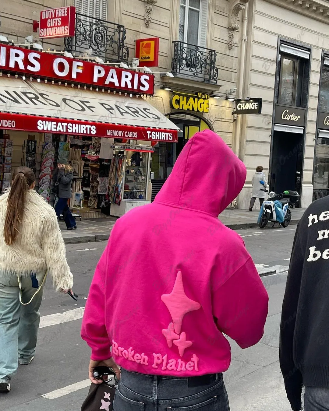 Spring and autumn pink broken planet foam Hoodies female European and American popular loose casual couple street clothes