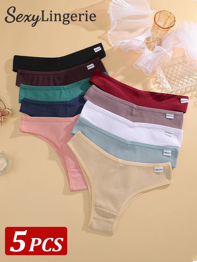 5 Teile/satz Frauen Baumwolle Waffel Stil Höschen Brasilianische S-XL Unterhose Damen Baumwolle Unterwäsche Komfortable Weiche Weibliche Dessous