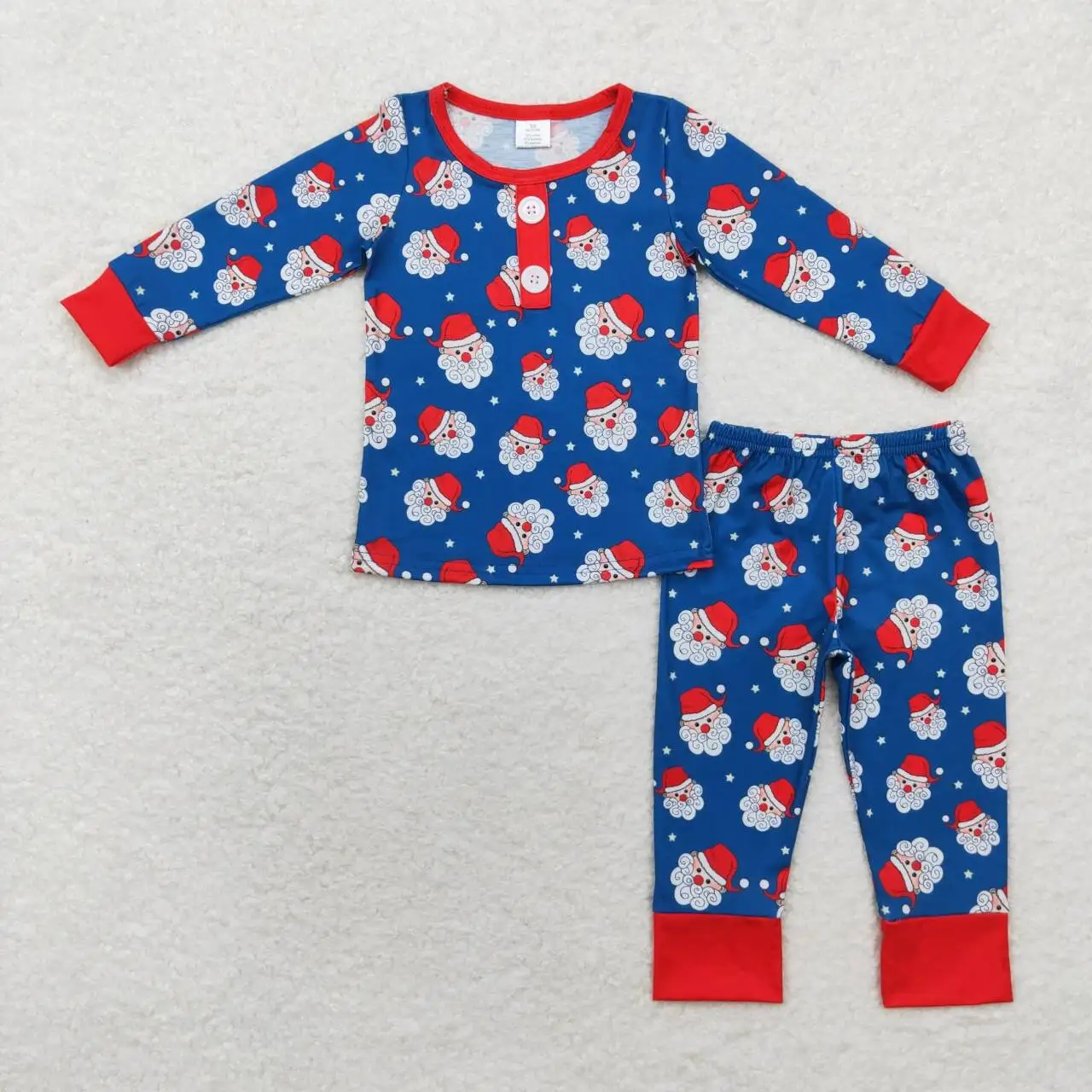 GLP1324/BLP0551 Kids Matching Clothes  Long Sleeve Modal Navy Blue Santa Claus Print Children Sibling Sister And Brother Outfits