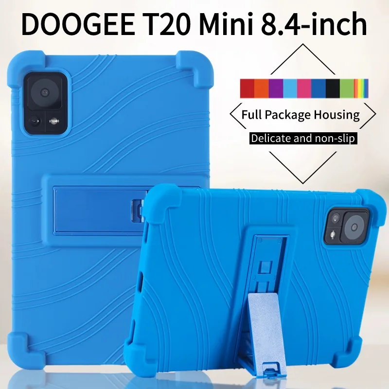 Soft Silicone Case for Doogee T20mini Pro 2023 8.4 inch Adjustable Multi-angles Stand Cover Shockproof Tablet Protective Shell