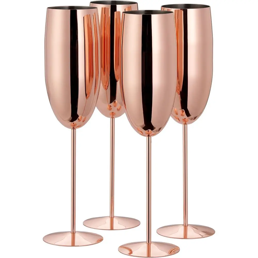 

Set of 4 Rose Gold Champagne Flutes, Stainless Steel Stemmed Glasses for Mimosa, Party Toasting, Gifts, Wedding, Birthday, Anniv