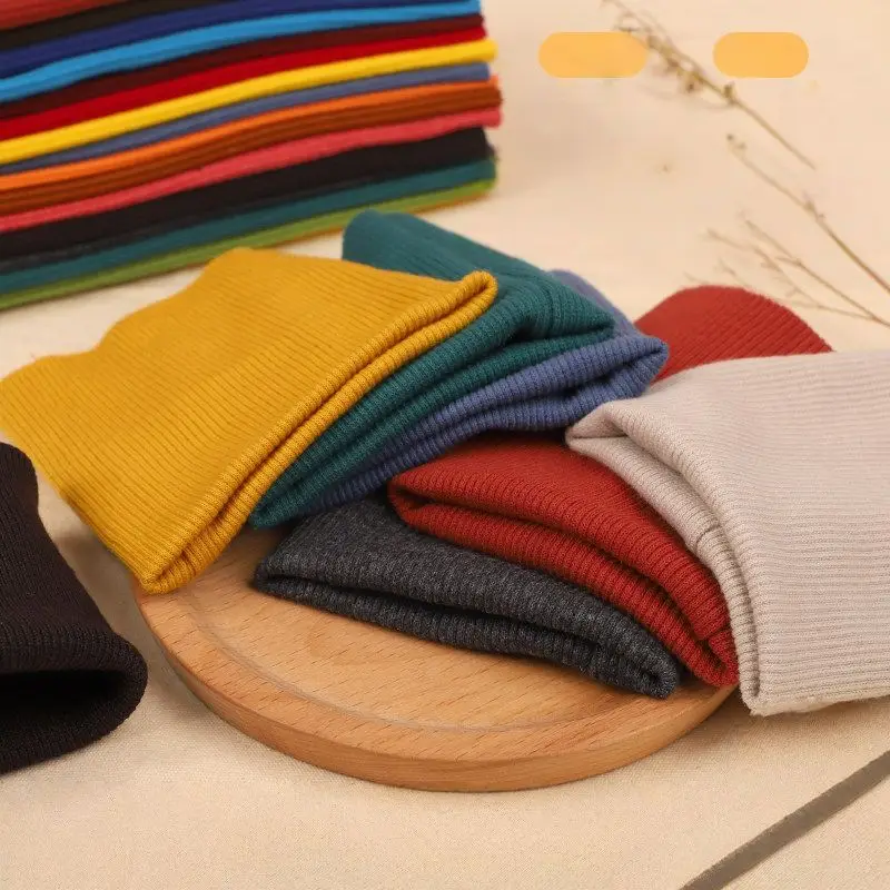 Stretchy Knit Ribbing Fabric High Recovery Cotton Blend Sewing Cloth for DIY Jacket Neckband Sportswear Sleeves Trim Making Cuff