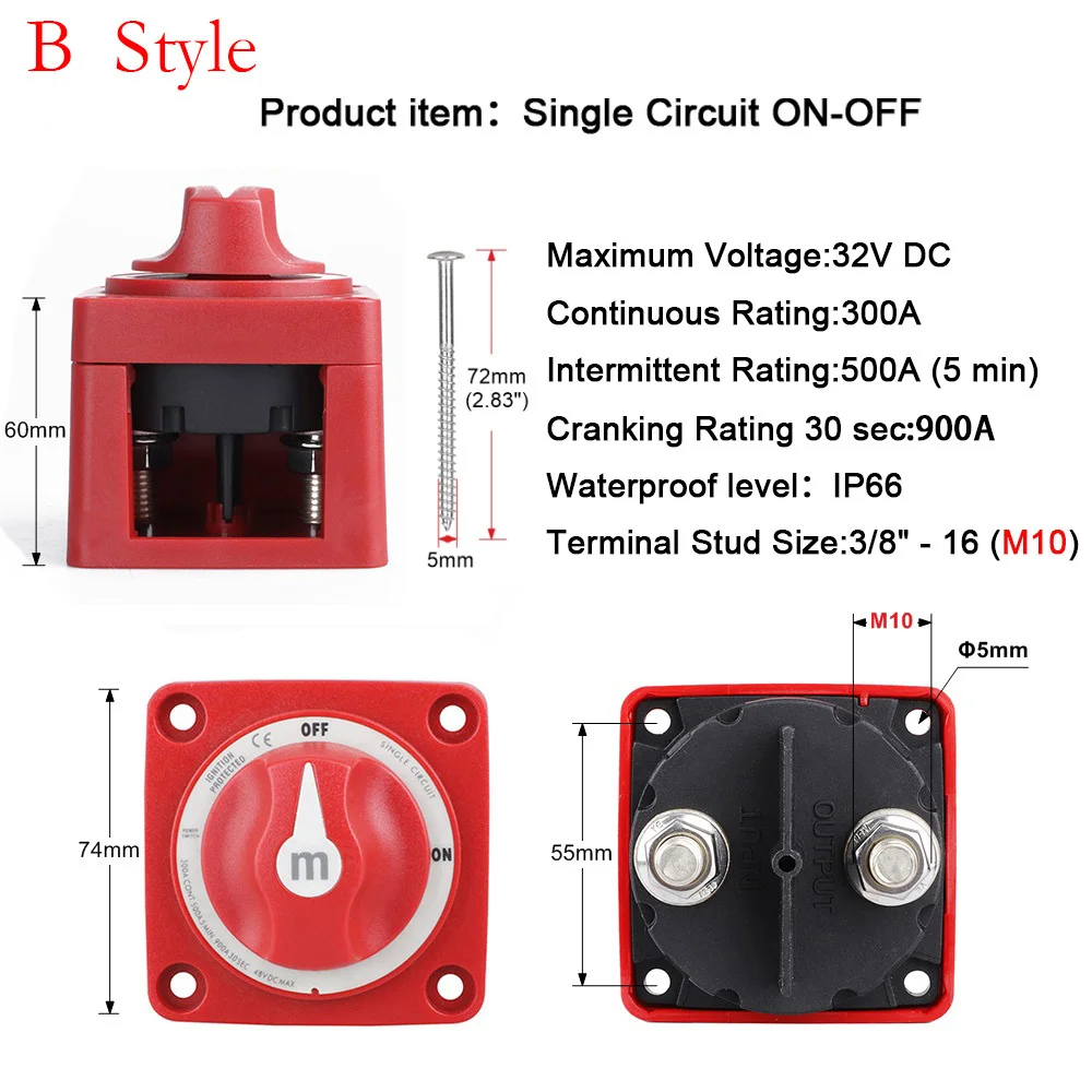 2 3 4 Positionen Massenschalter für 12V Batterie, 12V Batterietrenner, Kupplung, Drehschalter für Wohnmobil, LKW, Boot, 300tdi – Detail 2