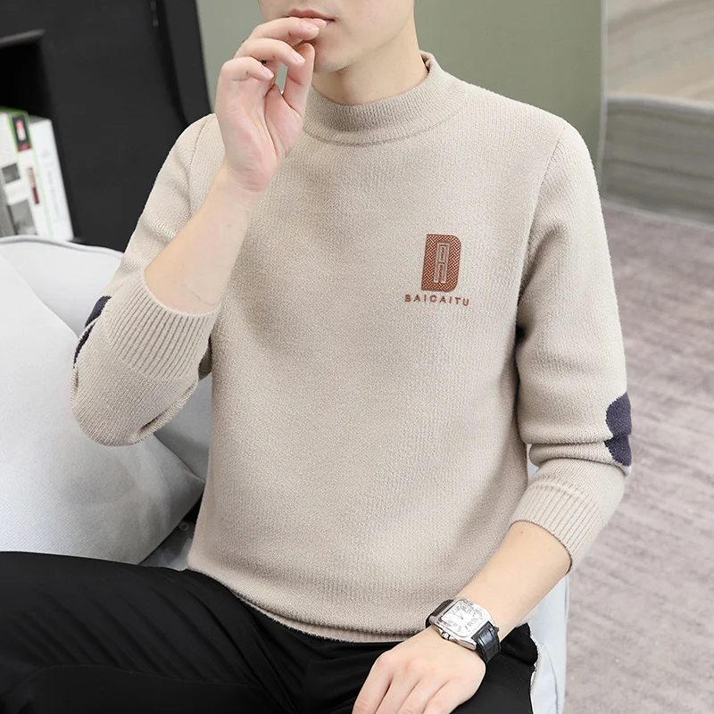 

Men's Knitted Sweater round Ne Thi Warm Base Layer irt Korean Sle Autumn Winter New Arrival Ciwalk Polyester Fiber