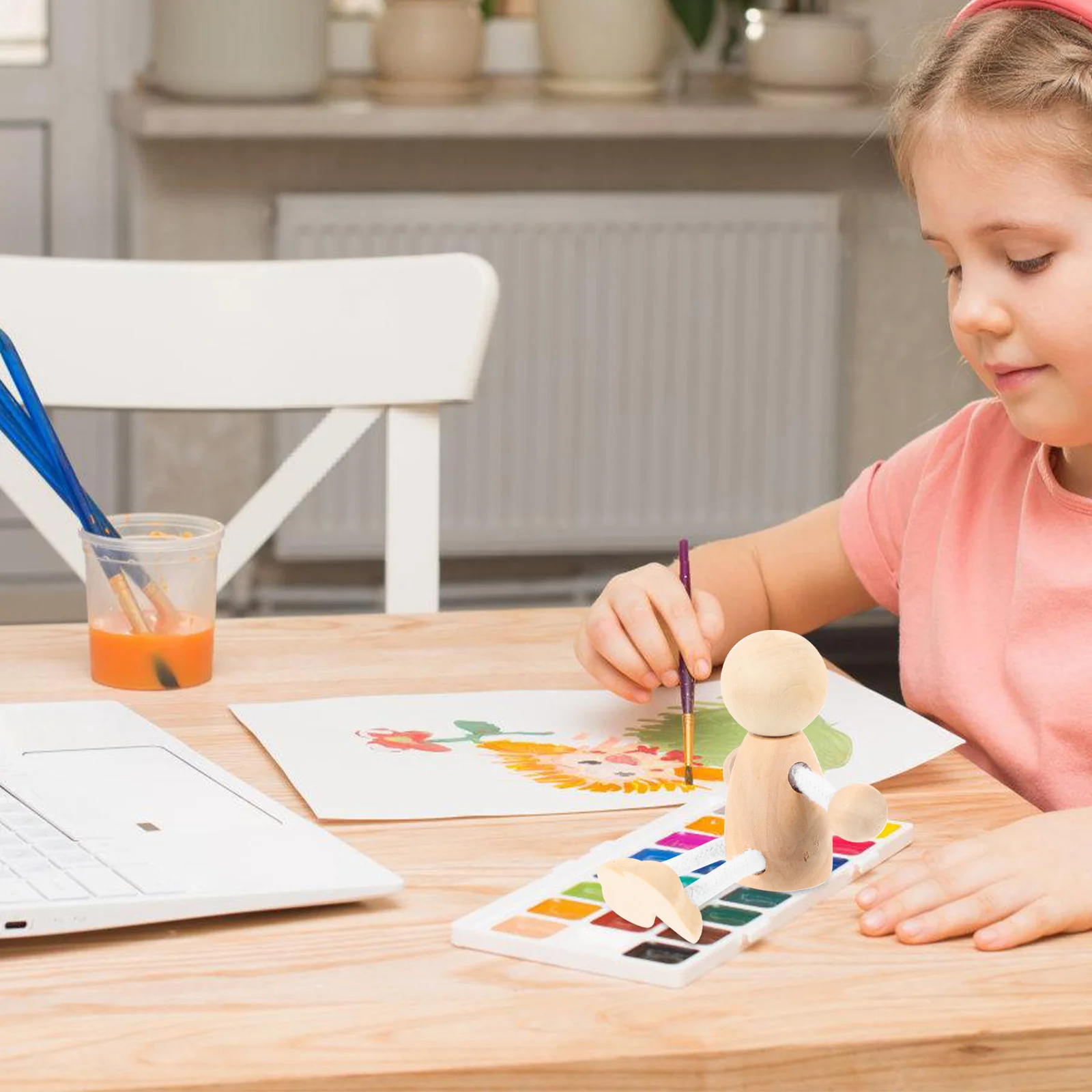 

2Pcs Simple Wood Crafts Unfinished Painting Puppets DIY Hand-Painted Fun Kids Gifts Unfinished Wood Painting Puppets