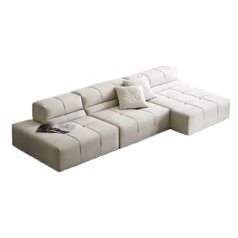 

B & B Italian frosted fabric puff sofa Italian minimalist living room wabi sandy wind simple module color matching sofa