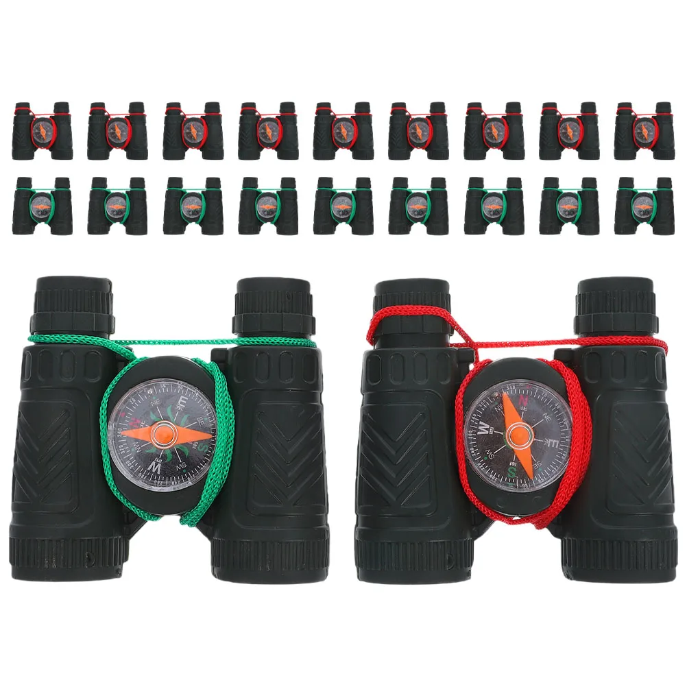 Mini télescope portatif Compact et léger pour enfants, jouet boussole intégrée, sangle colorée, poche pour tout-petits en plein air, 20 pièces