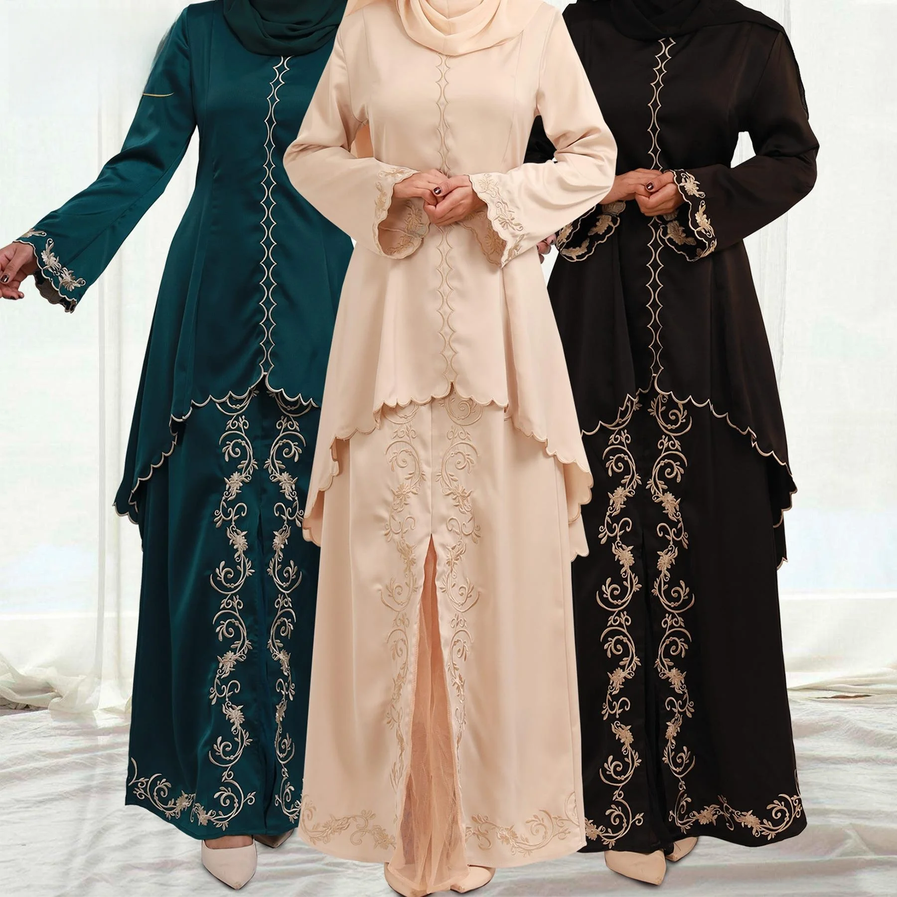 

Exquisite Middle Eastern Embroidery 2-Piece Set BK004 Long Sve Autumn Wear Loebay Malay Ele Menswear Ensemble