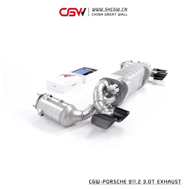 2 Years' Warranty High Performance Valve Full System Exhaust Muffler Quad Black Tips for  911 991.2 3.0T - view 5