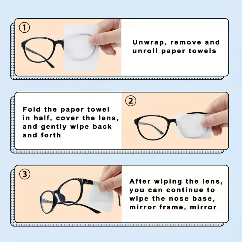 100 Disposable Glasses Cleaning Wipes Individually Packaged Suitable for Cleaning Glasses Tablets Screens Mobile Phones