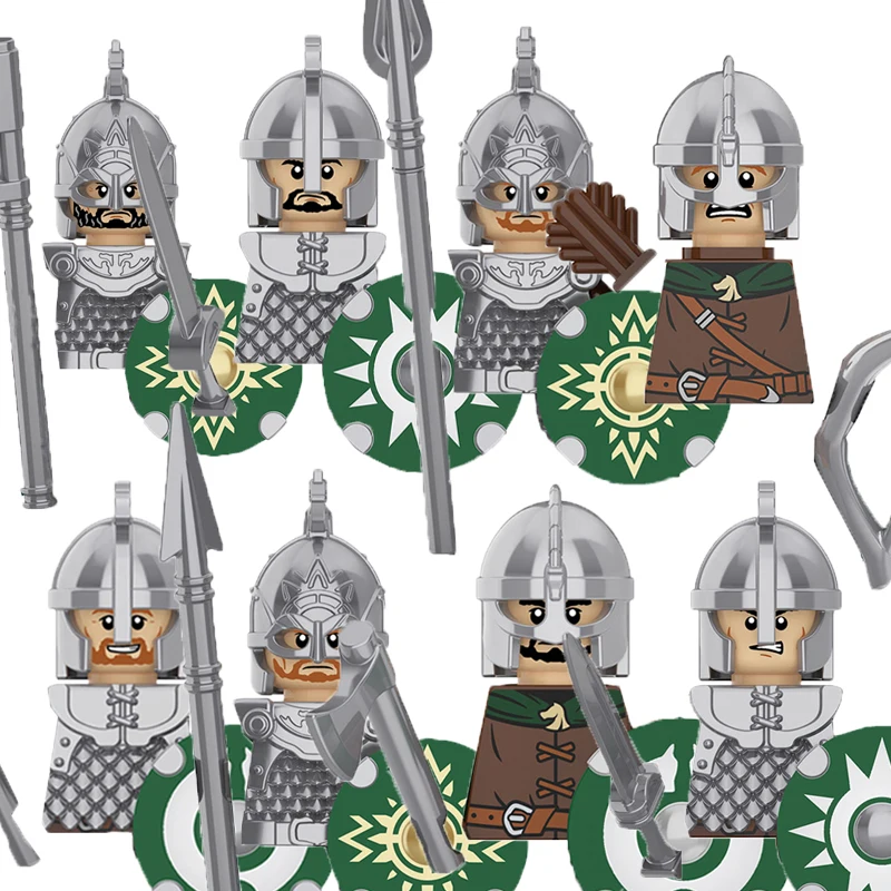 شخصيات جندي MOC من القرون الوسطى لبنات البناء قزم Orc المحارب فارس الحرس الأسلحة العسكرية درع الخنزير البري الغزلان لعبة الذئب هدية