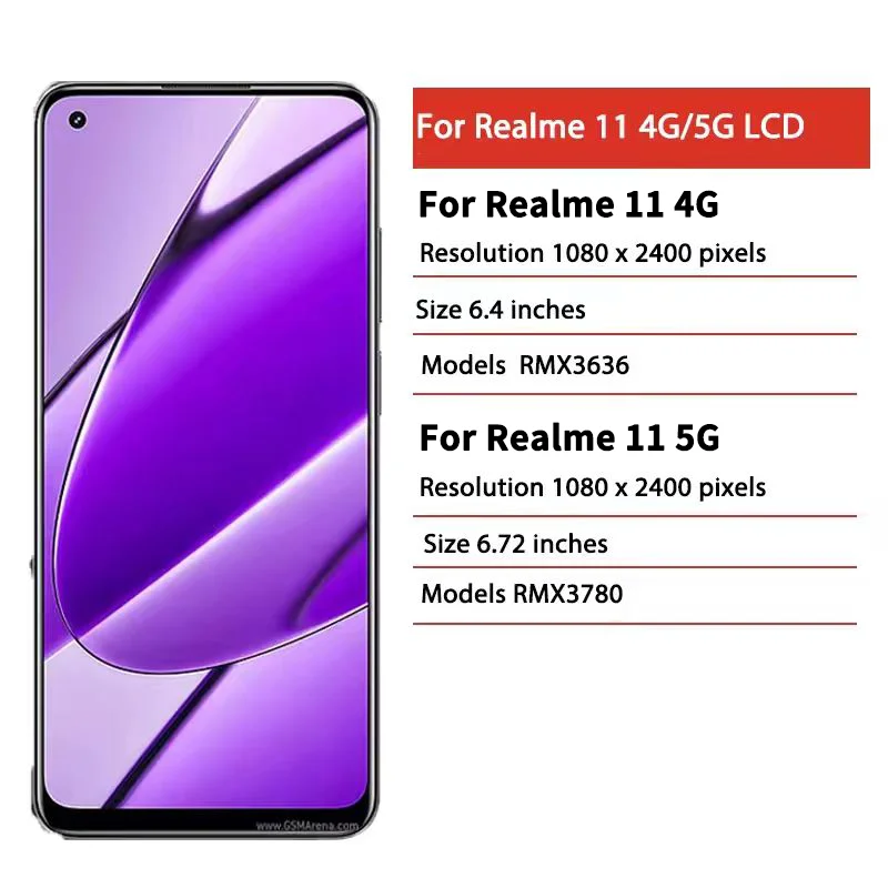 Wyświetlacz AMOLED do OPPO Realme 11 5G RMX3780, ekran dotykowy, digitizer, ramka wyświetlacza do Realme 11 4G RMX3636 — zdjęcie produktu 3