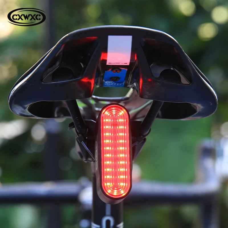 CXWXC Cycling Taillight MTB Road Bike Smart Auto Brake Sensing Light IP66 Waterproof LED Charging Bicycle Rear Warning Light