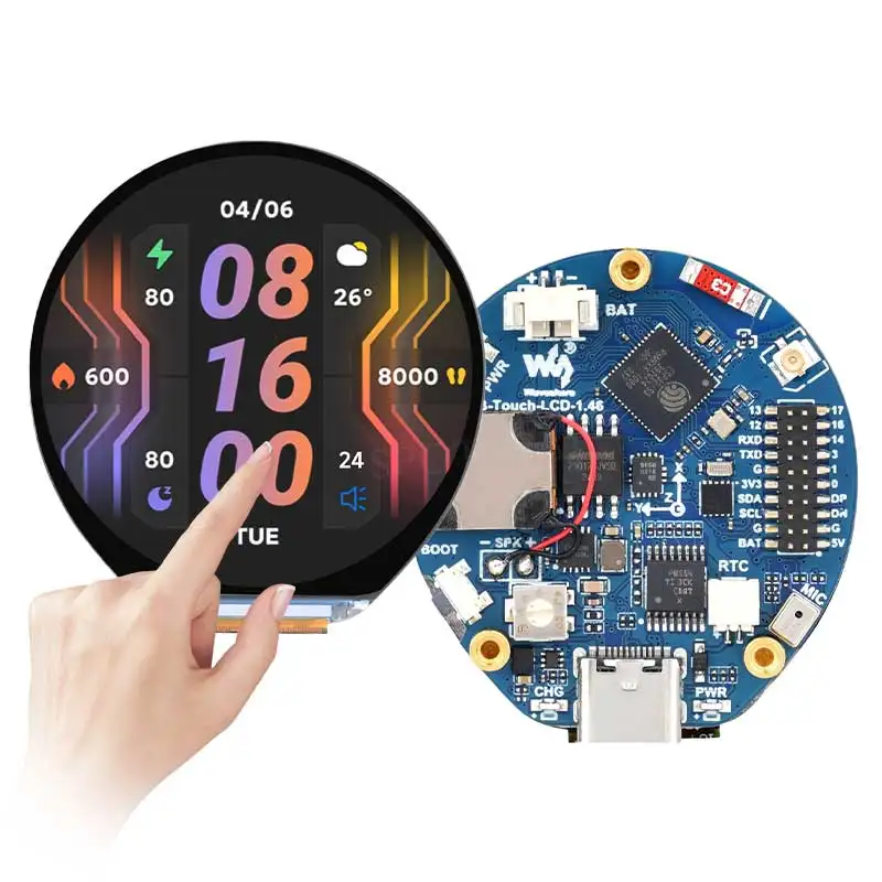 

Waveshare ESP32-S3 1.46inch Round Touch LCD DeepSeek AI Voice Chat Display QMI8658 / MIC / / MP3 Audio For Arduino For XiaoZhi