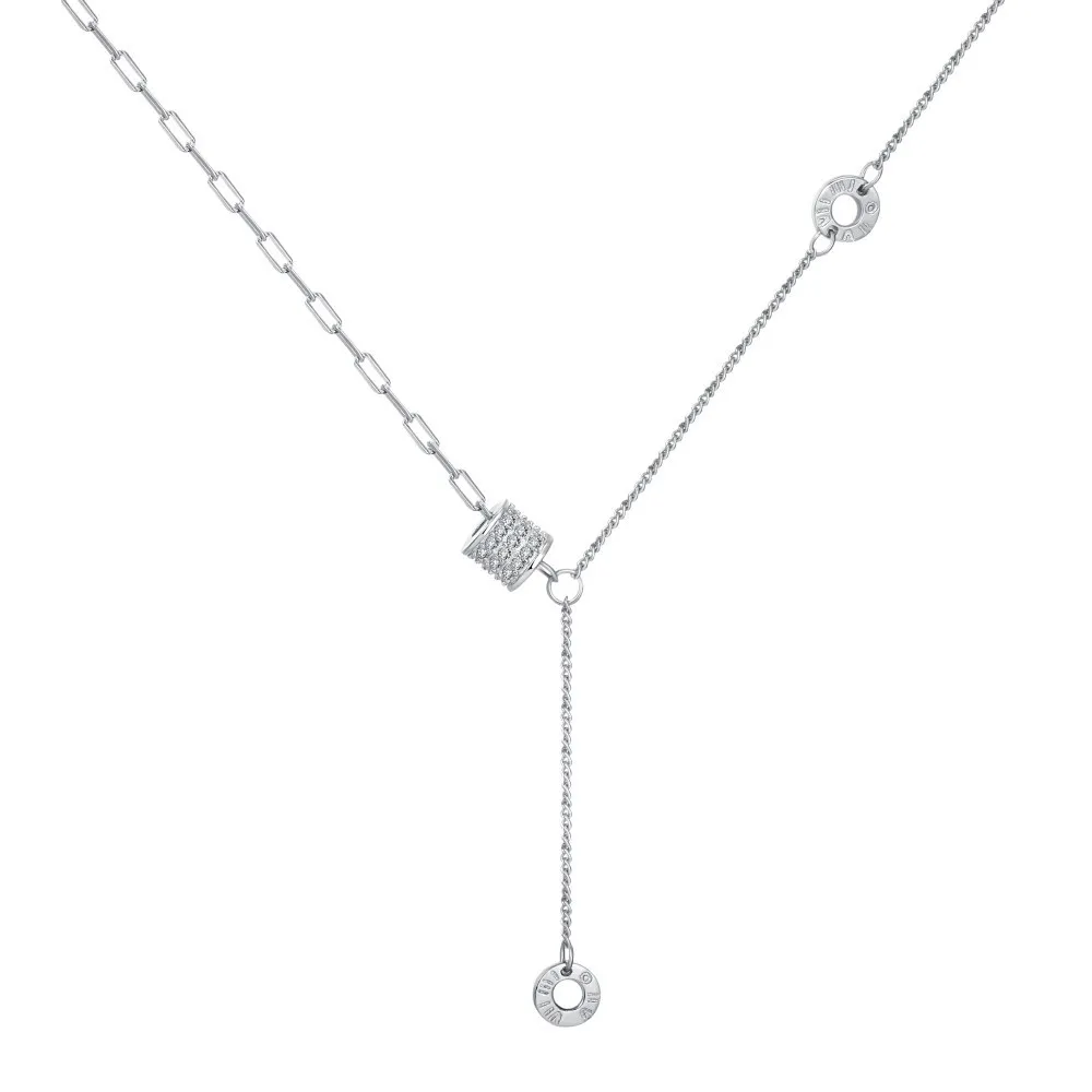 925 Sterling Silver Necklace for Women with A Haute Couture Waist and A Fashionable Y-shaped Collarbone Chain Inlaid with Zircon