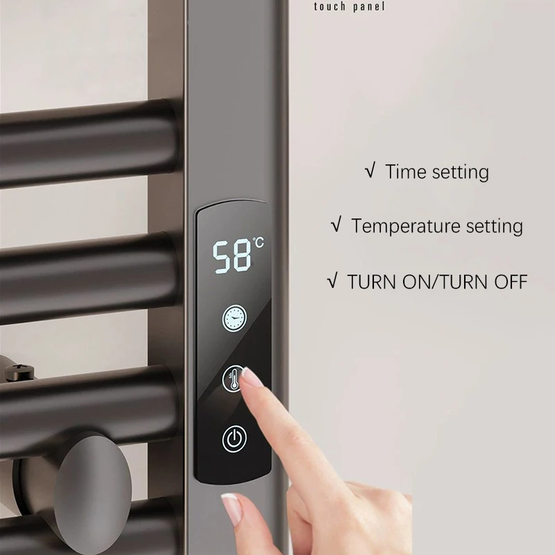 OXG Wall Mounted Electric Towel Rack Heated Towel Radiator Built-in Timer Bathroom Towel Dryer Bathroom Accessories White/Grey