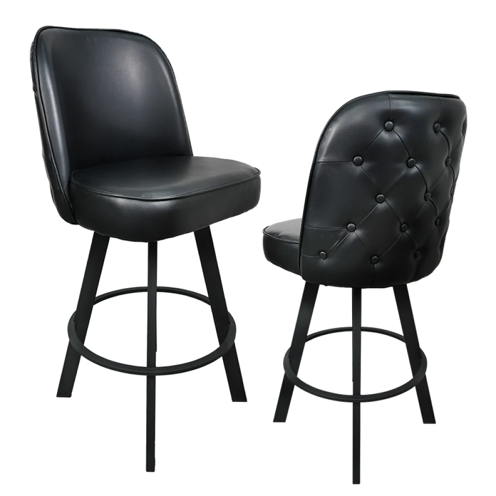 2-Pack Luxury Swivel Tufted Bucket Bar Stools (Metal Frame)-Comfortable(Assembly Required)