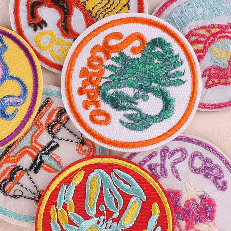 12 Pcs Constellation Patches For Clothing Iron On Letters Embroidered Jackets Sewing Animals Fabrics Lots Diy Pack Applique Cute