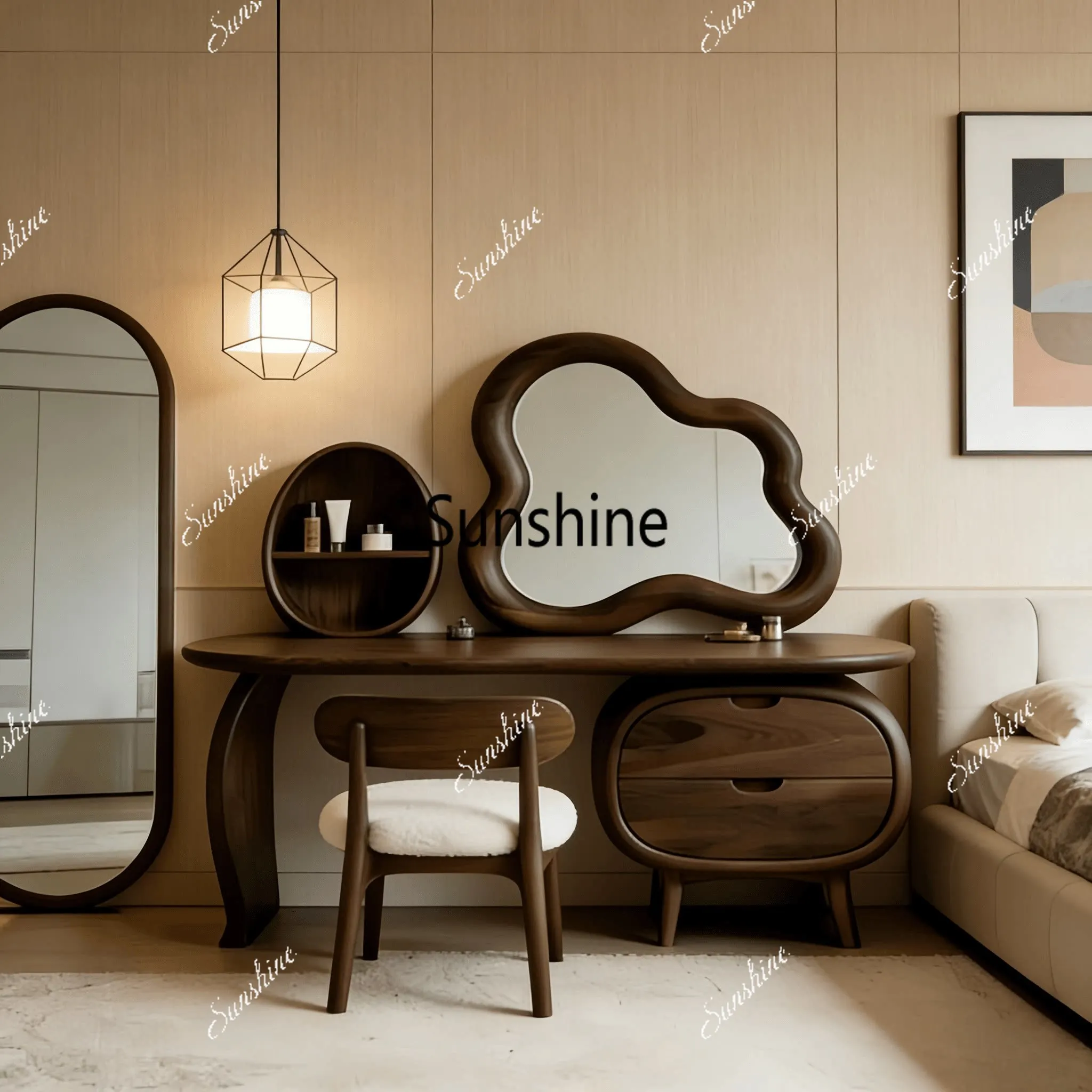 

New Chinese solid wood dresser simple high-end bedroom storage makeup table