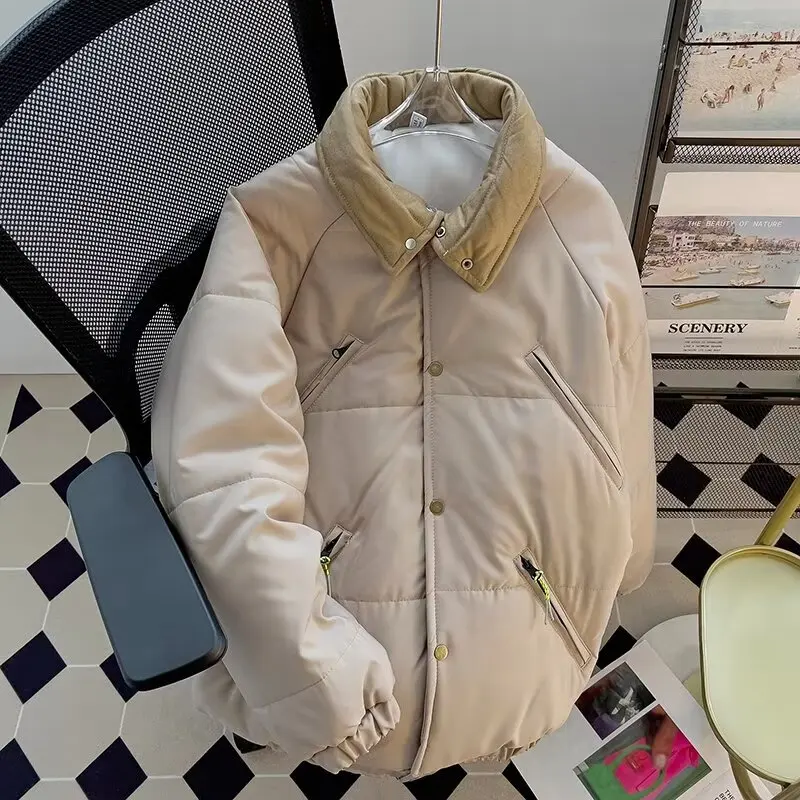 

Мужская свободная хлопковая куртка с воротником в стиле ретро, большой размер 250, осенне-зимняя сумка для пар, повседневная одежда на молнии