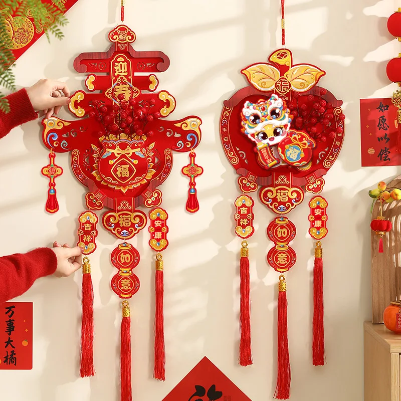 

New Year Ornaments 2026 Horse Year Holiday Decorations Fu Character Door Hangings for Living Room Spring Festival Supplies